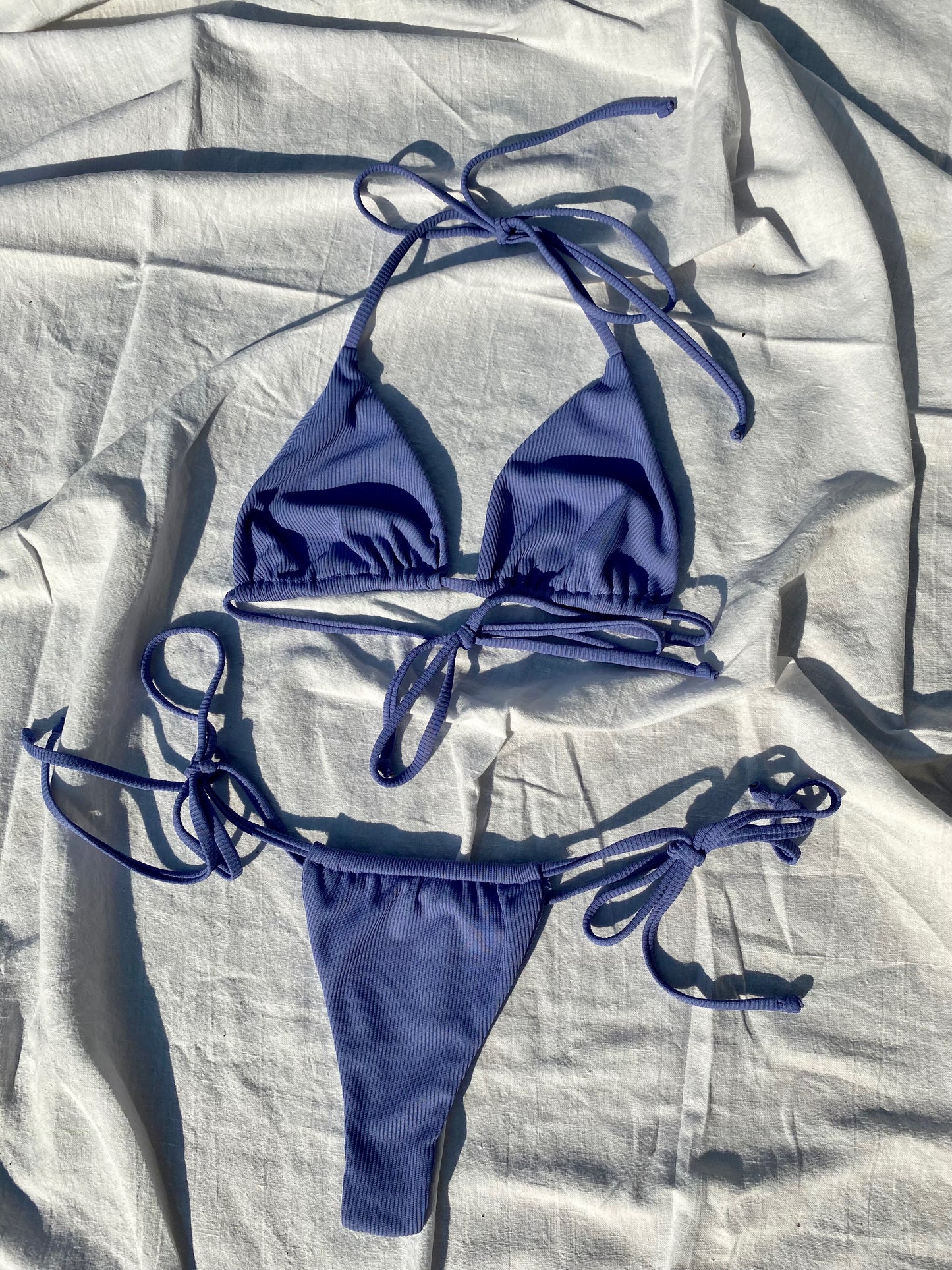 SAN PEDRO BIKINI TOP - RIBBED PERIWINKLE